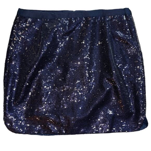 J.Crew Shirttail Mini Sequin Skirt Navy Size 6 - Picture 9 of 12